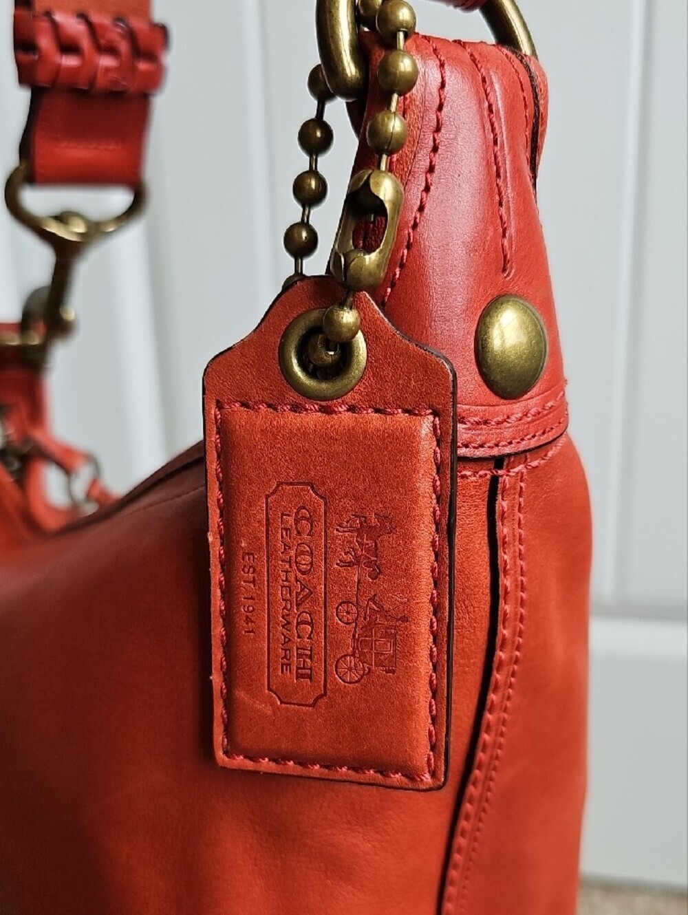 Coach 2007 Bleecker Tattersall Large XL Duffel Bucket Bag Vermilion 11423 Rare - Picture 10 of 12
